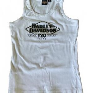 Harley Davidson 120 Years Women’s White Ribbed Tank